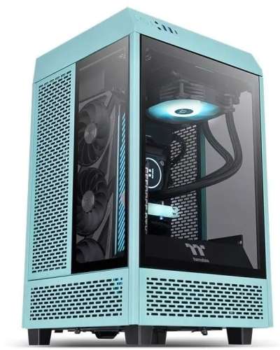 Корпус miniITX Thermaltake The Tower 100 Turquoise, Midi-Tower, без БП,  голубой [ca-1r3-00sbwn-00]